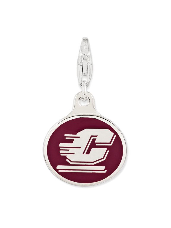 925 Sterling Silver Rhodium-Plated Enameled Central Michigan University Charm Pendant for Women