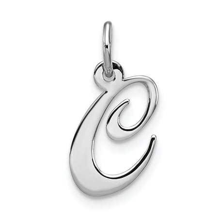 Diamond2Deal 925 Sterling Silver Rhodium-Plated Fancy Script Letter C Initial Charm Pendant for Women