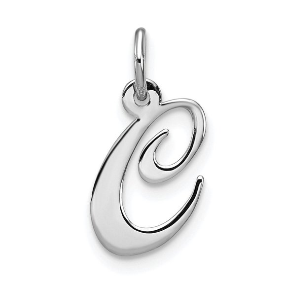 Diamond2Deal 925 Sterling Silver Rhodium-Plated Fancy Script Letter C Initial Charm Pendant for Women