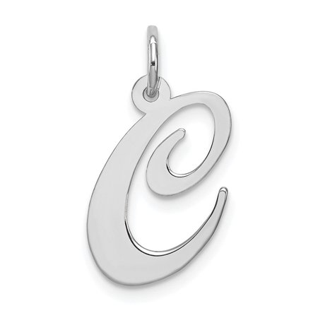 Diamond2Deal 925 Sterling Silver Rhodium-Plated Fancy Script Letter C Initial Charm Pendant for Women