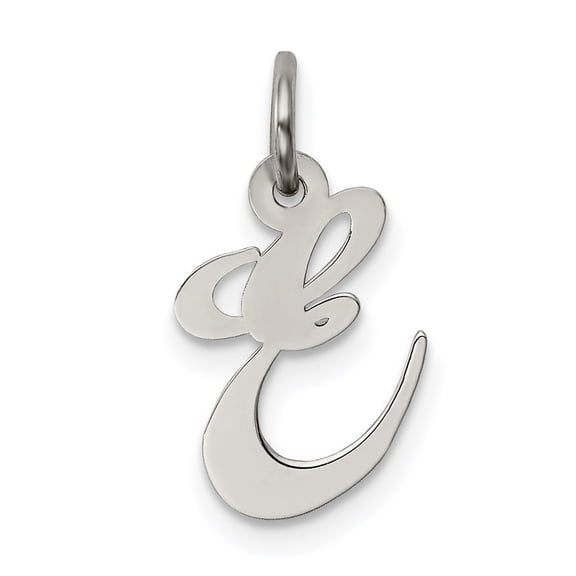 Diamond2Deal 925 Sterling Silver Rhodium-Plated Fancy Script Letter E Initial Charm Pendant for Women
