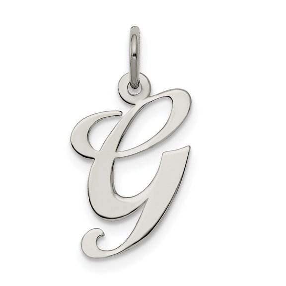 Diamond2Deal 925 Sterling Silver Rhodium-Plated Fancy Script Letter G Initial Charm Pendant for Women