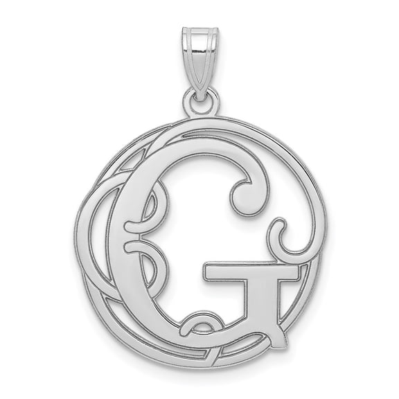 Diamond2Deal 925 Sterling Silver Rhodium-Plated Fancy Script Letter G Initial Pendant for Women