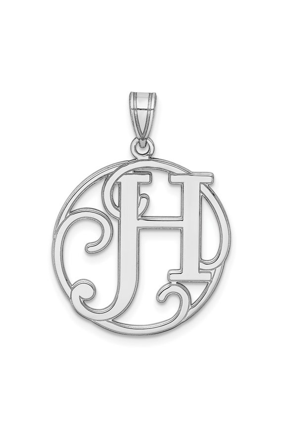 925 Sterling Silver Rhodium-Plated Fancy Script Letter H Initial Pendant for Women