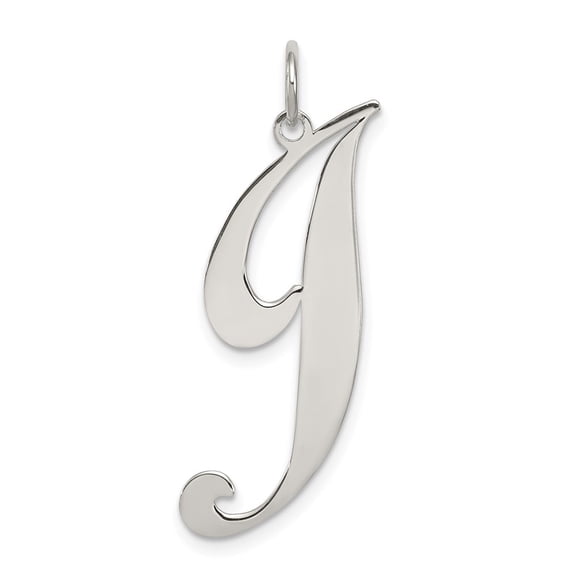 Diamond2Deal 925 Sterling Silver Rhodium-Plated Fancy Script Letter J Initial Charm Pendant for Women