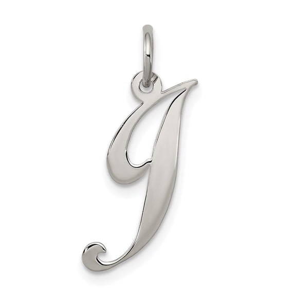 Diamond2Deal 925 Sterling Silver Rhodium-Plated Fancy Script Letter J Initial Charm Pendant for Women