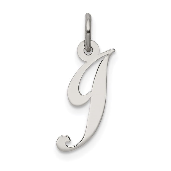 Diamond2Deal 925 Sterling Silver Rhodium-Plated Fancy Script Letter J Initial Charm Pendant for Women