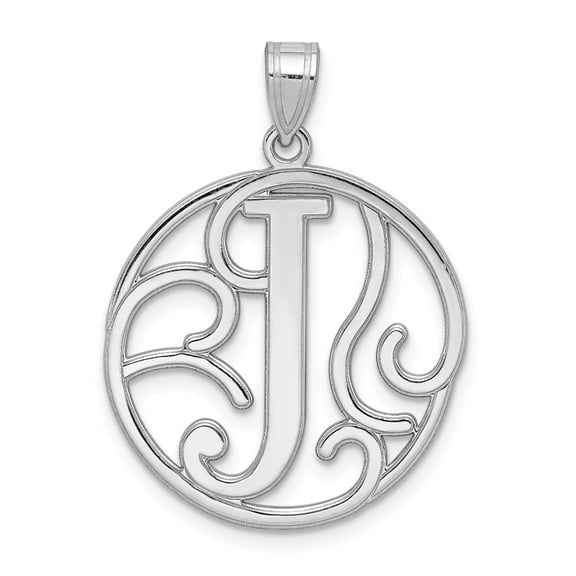 Diamond2Deal 925 Sterling Silver Rhodium-Plated Fancy Script Letter J Initial Pendant for Women