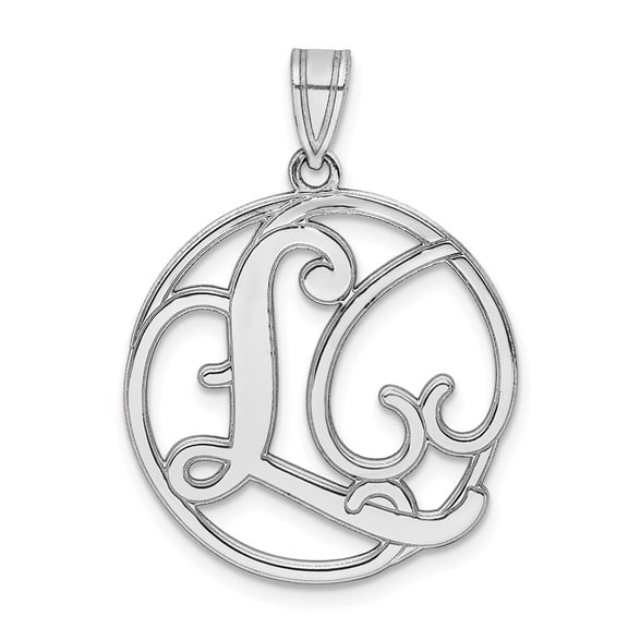 Diamond2Deal 925 Sterling Silver Rhodium-Plated Fancy Script Letter L Initial Pendant for Women