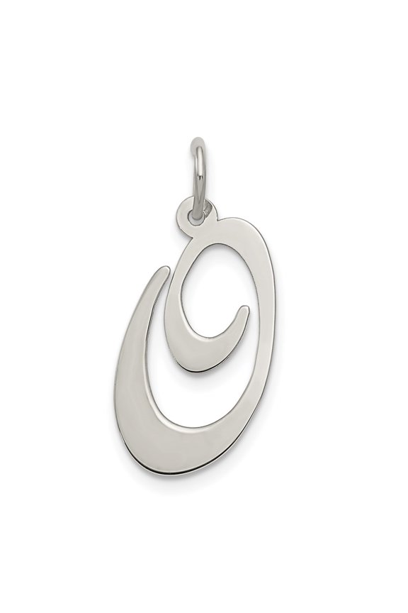 925 Sterling Silver Rhodium-Plated Fancy Script Letter O Initial Charm Pendant for Women