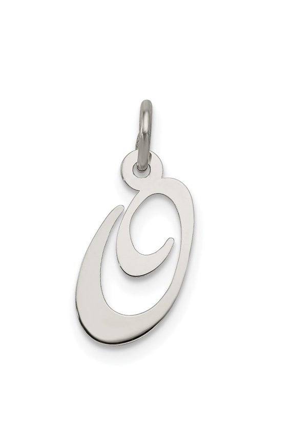 925 Sterling Silver Rhodium-Plated Fancy Script Letter O Initial Charm Pendant for Women