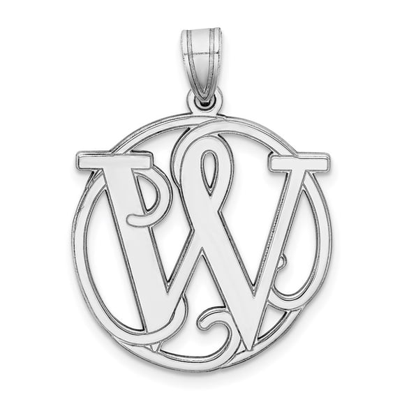 Diamond2Deal 925 Sterling Silver Rhodium-Plated Fancy Script Letter W Initial Pendant for Women