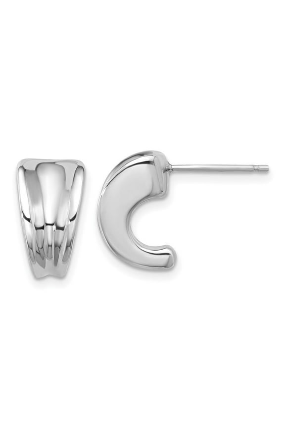 Diamond2Deal 925 Sterling Silver Rhodium-Plated Graduating J-Hoop Post Earrings for Women (L- 0.54 inch, W- 0.5 inch)