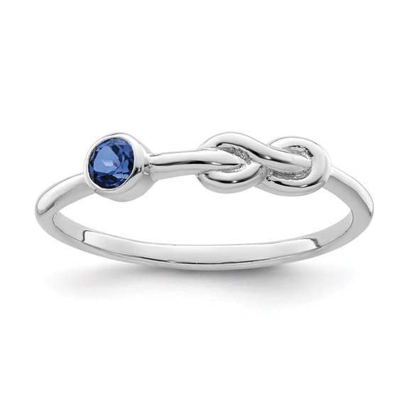 Diamond2Deal 925 Sterling Silver Rhodium Plated Lab Created Sapphire Ring Size 7 for Women