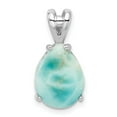 thumbnail image 1 of Diamond2Deal 925 Sterling Silver Rhodium-Plated Lab Created Larimar Teardrop Pendant for Women, 1 of 1