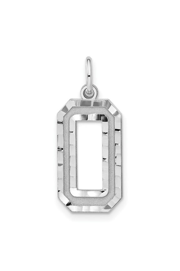 925 Sterling Silver Rhodium-Plated Large Diamond-Cut #0 Charm Pendant for Women