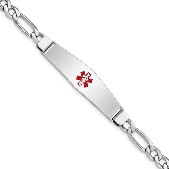 Diamond2Deal 925 Sterling Silver Rhodium Plated Medical Id Figaro Link Bracelet 7 inch for Women(L- 7inch)