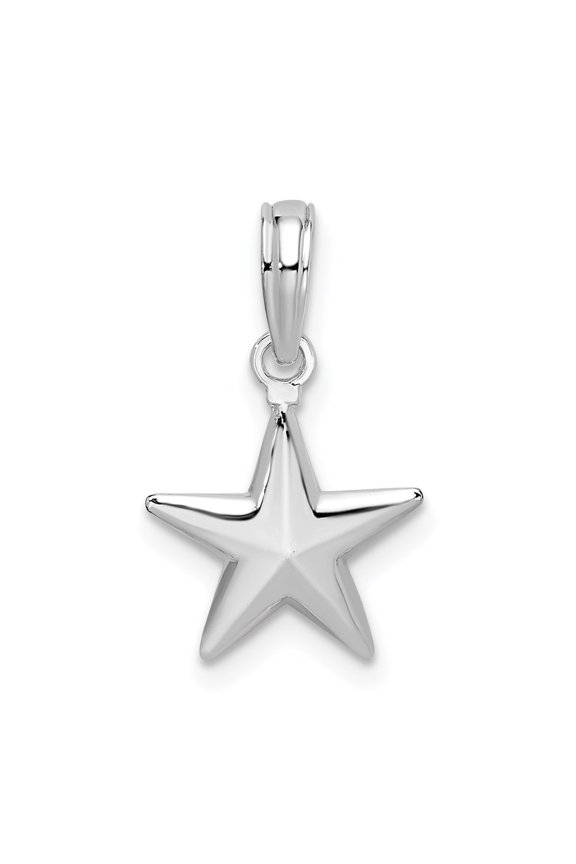 925 Sterling Silver Rhodium-Plated Polished 3D Star Pendant for Women