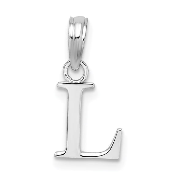 Diamond2Deal 925 Sterling Silver Rhodium-Plated Polished Block Initial -L- Pendant for Women