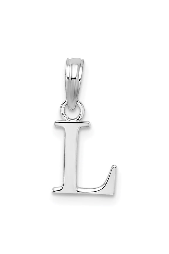 925 Sterling Silver Rhodium-Plated Polished Block Initial -L- Pendant for Women