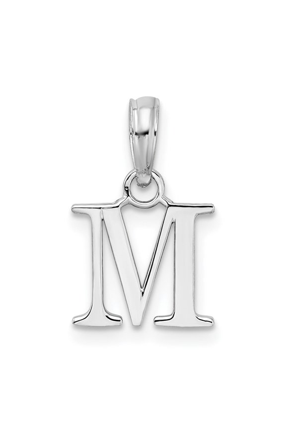 925 Sterling Silver Rhodium-Plated Polished Block Initial -M- Pendant for Women