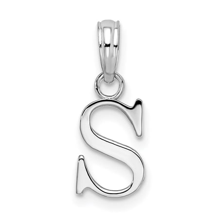 Diamond2Deal 925 Sterling Silver Rhodium-Plated Polished Block Initial -S- Pendant for Women