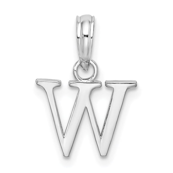 Diamond2Deal 925 Sterling Silver Rhodium-Plated Polished Block Initial -W- Pendant for Women