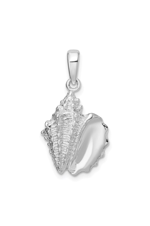 925 Sterling Silver Rhodium-Plated Polished Conch Shell Pendant for Women