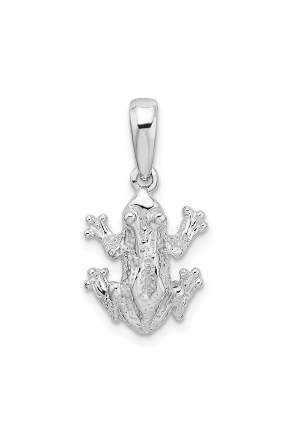 925 Sterling Silver Rhodium-Plated Polished Frog Pendant for Women