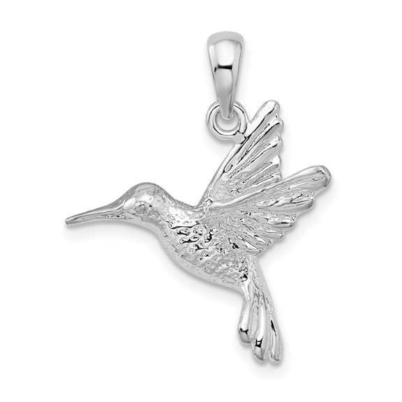 Diamond2Deal 925 Sterling Silver Rhodium-Plated Polished Hummingbird Pendant for Women