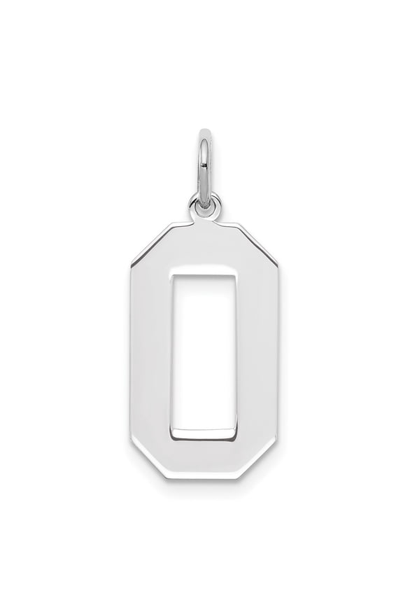 925 Sterling Silver Rhodium-Plated Polished Number 0 Charm Pendant for Women