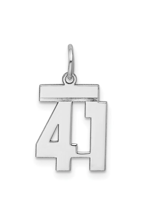 925 Sterling Silver Rhodium-Plated Polished Number 41 Charm Pendant for Women
