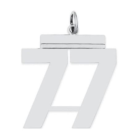 Diamond2Deal 925 Sterling Silver Rhodium-Plated Polished Number 77 Charm Pendant for Women