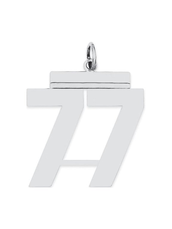 925 Sterling Silver Rhodium-Plated Polished Number 77 Charm Pendant for Women