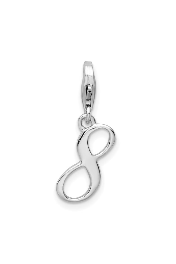 925 Sterling Silver Rhodium-Plated Polished Number 8 Charm Pendant for Women with Fancy Lobster Clasp