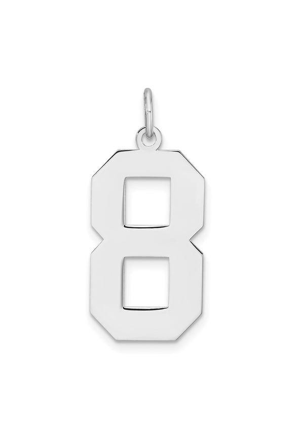 925 Sterling Silver Rhodium-Plated Polished Number 8 Charm Pendant for Women