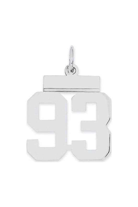925 Sterling Silver Rhodium-Plated Polished Number 93 Charm Pendant for Women