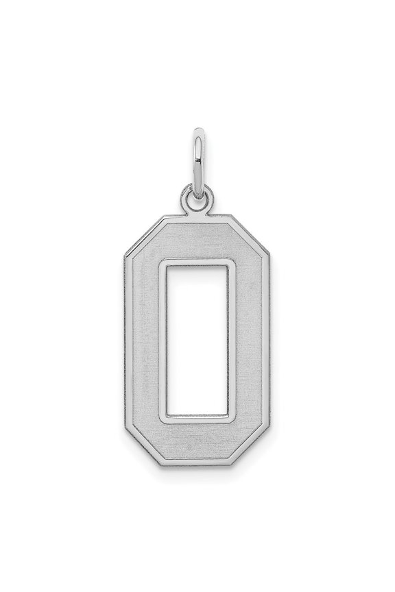 925 Sterling Silver Rhodium-Plated Satin Number 0 Charm Pendant for Women