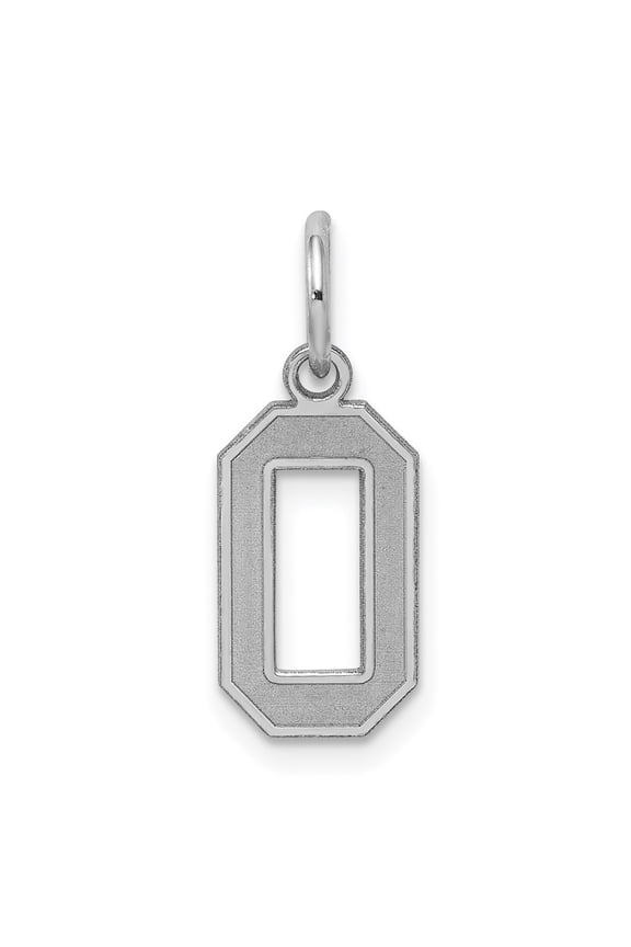 925 Sterling Silver Rhodium-Plated Satin Number 0 Charm Pendant for Women