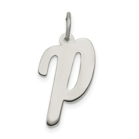 Diamond2Deal 925 Sterling Silver Rhodium-Plated Script Letter P Initial Charm Pendant for Women