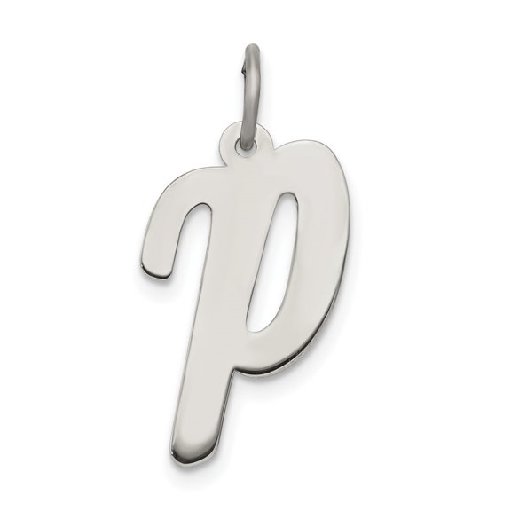 Diamond2Deal 925 Sterling Silver Rhodium-Plated Script Letter P Initial Charm Pendant for Women