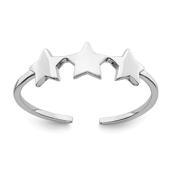 Diamond2Deal 925 Sterling Silver Rhodium Plated Stars Adjustable Ring for Women