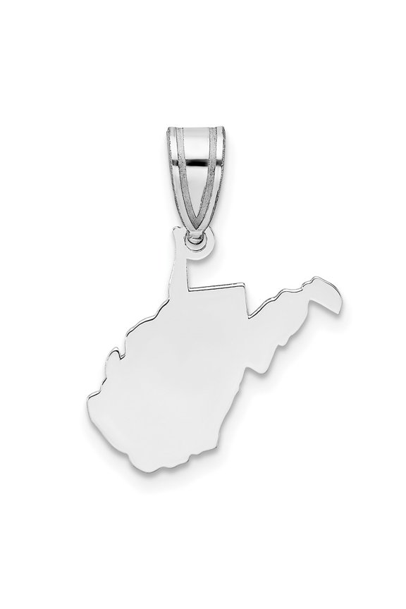 925 Sterling Silver Rhodium-Plated West Virginia State Pendant for Women