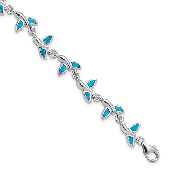 Diamond2Deal 925 Sterling Silver Rhodium-Plated Whale Tail Bracelet for Women 7.75"