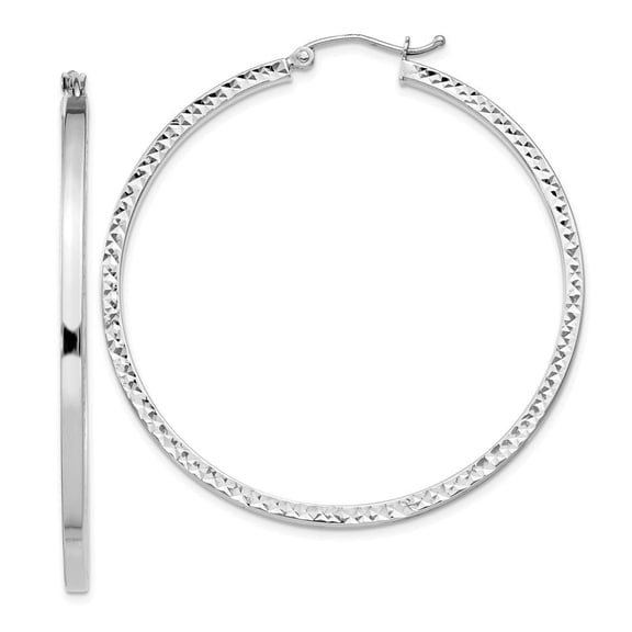 Diamond2Deal 925 Sterling Silver Rhodium-plated 2x45mm Square Tube Hoop Earrings for Women (L- 1.78 inch, W- 1.78 inch)
