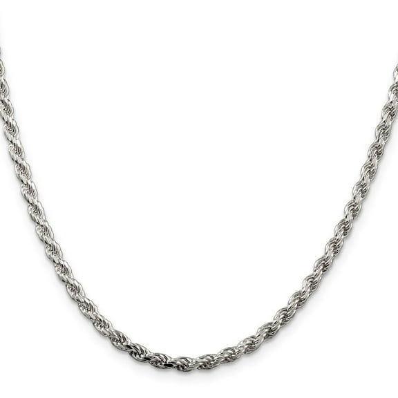 Diamond2Deal 925 Sterling Silver Rhodium-plated 3.2mm Diamond-Cut Rope Chain Necklace for Women 18"