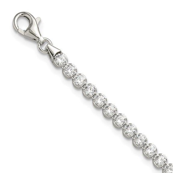 Diamond2Deal 925 Sterling Silver Rhodium-plated 3.5mm Round Cubic Zirconia 7.5inch Tennis Bracelet for Women