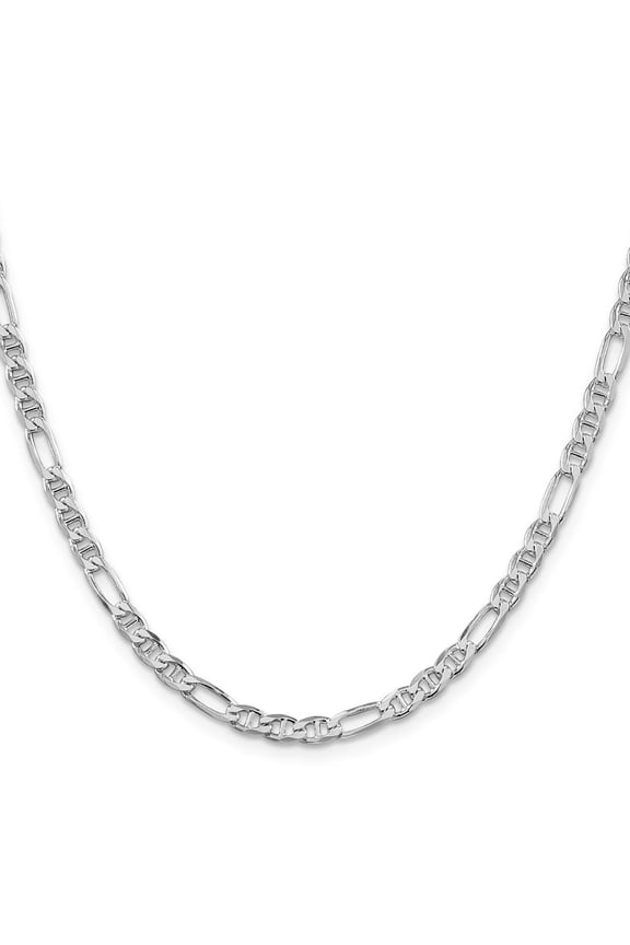 Diamond2Deal 925 Sterling Silver Rhodium-plated 3.75mm Figaro Anchor Chain Necklace for Men 20"