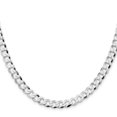 thumbnail image 1 of Diamond2Deal 925 Sterling Silver Rhodium-plated 6.8mm Flat Curb Chain Necklace for Men 20", 1 of 6
