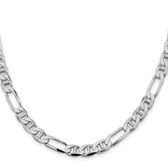 Diamond2Deal 925 Sterling Silver Rhodium-plated 7.5mm Figaro Anchor Chain Necklace for Men 20"